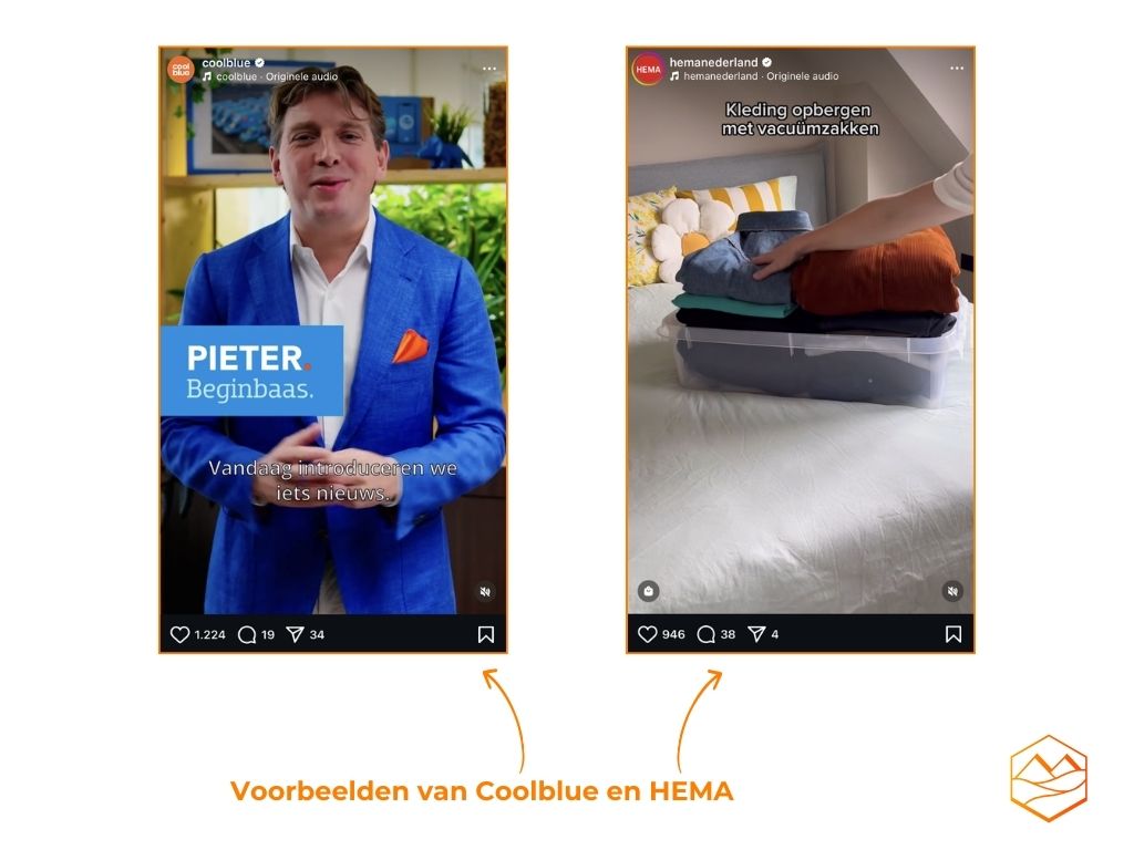 Screenshots voorbeelden Coolblue en HEMA