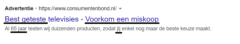 Voorbeeld Google Ads advertentie